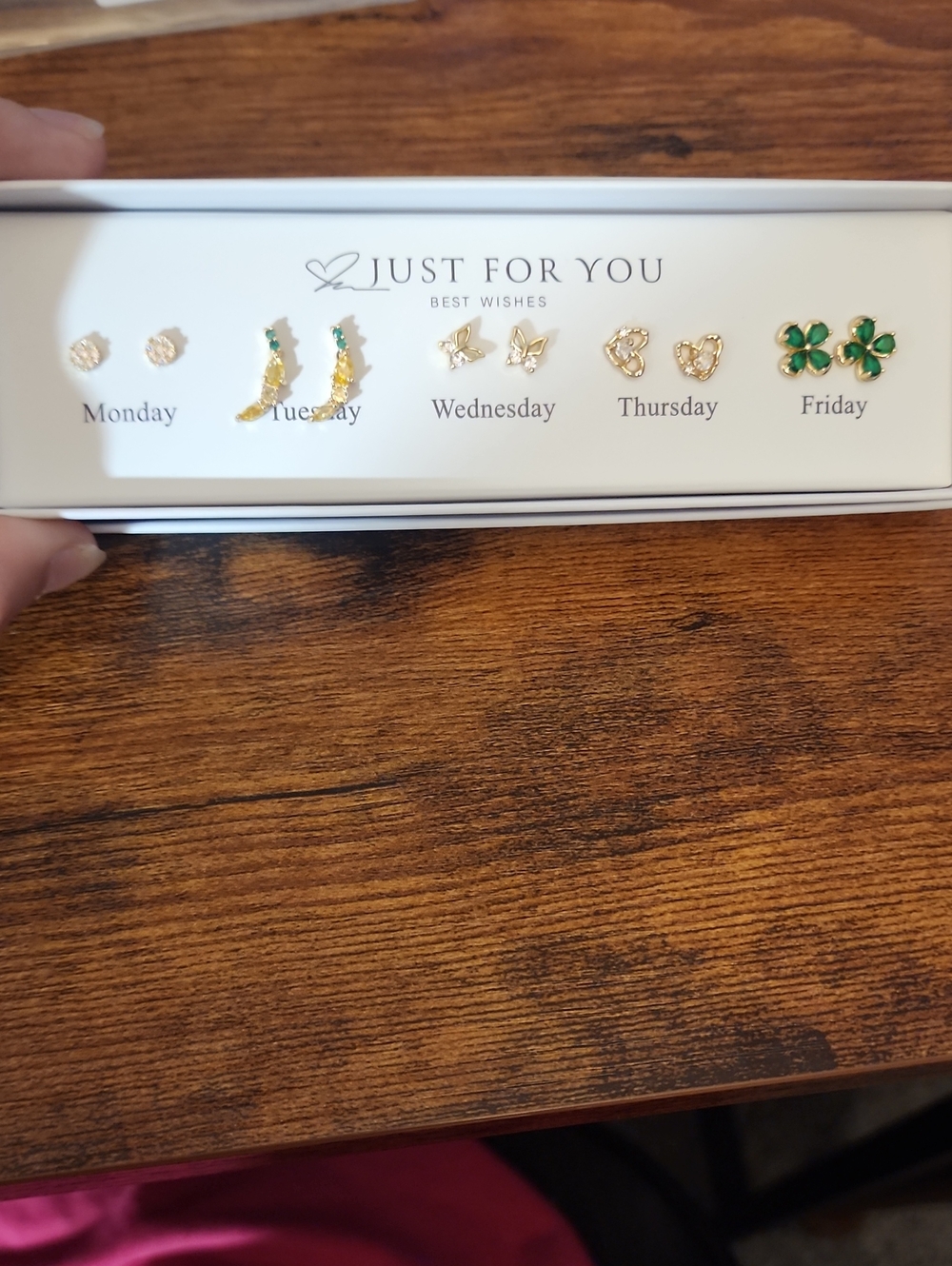 FIRM PRICE Weekday Gold-Tone Stud Earring Set with Green Accents